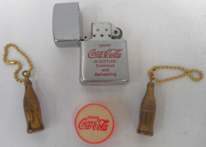 Lot 264 - Group Novelty Coca-Cola items, incl Supreme windproof Cigarette Lighte