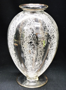 Lot 293 - Italian Venetian glass 1960s Vase - Bulbous form with etched vertical