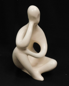 Lot 337 - Ellis Australian Pottery Mid Century Thinker Figure - Cream glaze 28cm