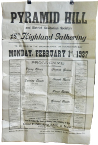 Lot 13 - Vintage 1937 Unframed Poster - Pyramid Hill & District Caledonian S
