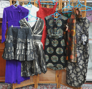 Lot 19 - Group Lot Vintage Ladies Clothing - incl White Coat, Evening Dresses, S