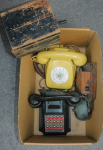 Lot 22 - Box vintage telecommunications inc Rotary Dial telephone, Black bakelit