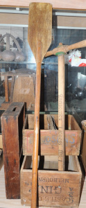 Lot 23 - Lot of Assorted Vintage Wooden Items incl Ransomes Lioness Mk1 Lawnmowe