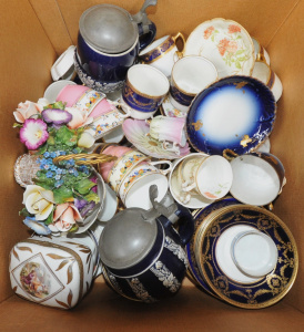 Lot 24 - Box lot of Pretty English & other China incl Royal Doulton, Limoges