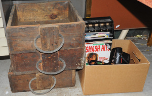 Lot 30 - Assorted Lot of Items incl 3 x Vintage Wooden Crates, Assorted Leather