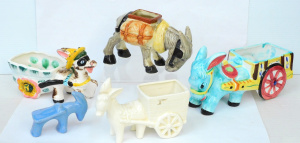 Lot 39 - Group lot of novelty ceramics Donkey figures including Kitsch colourful