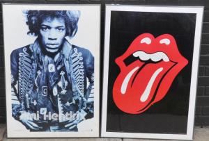 Lot 42 - 2 x Large Rock n Roll Framed Posters - Jimi Hendrix & The Rolling S