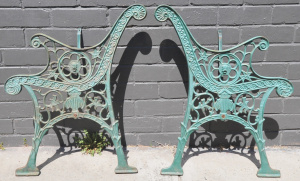 Lot 49 - Pair of Cast Iron Outdoor Bench Ends with decorative design