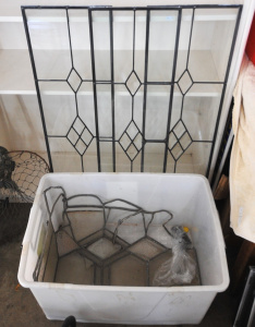 Lot 79 - Lot of Assorted Lead Light Glass Window Pieces incl Box w As is Lead Li