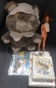 Lot 83 - Box Vintage and Modern Star Wars items, Inc Ewok plush doll, Princess L