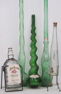 Lot 85 - Lot of Vintage Glass Alcohol Bottles incl 3 x Large Green Glass Bottles