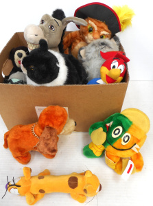 Lot 93 - Box Vintage & Modern Soft Toys inc Donkey and Ogre Hunter from Shre