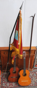 Lot 94 - Lot of Assorted Items incl Suzuki Classical Guitar, Oriental Ornate Fla
