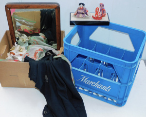 Lot 113 - Box Lot Vintage & Marchants Blue Bottle Crate inc Timber Framed wa