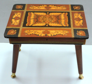 Lot 128 - Vintage Musical Florentine Coffee Table with inlaid design & splay