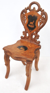 Lot 129 - Vintage ornate Heavily Carved & Inlaid Childs Chair - unusual flip