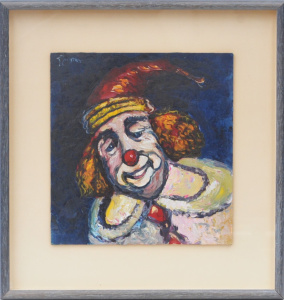 Lot 140 - Artist Unknown - Framed Oil Painting - The Clown - Signed upper left b