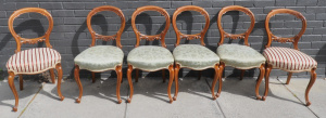 Lot 144 - Group Lot Victorian Dining Chairs incl Pair of w Regency stripe Uphols