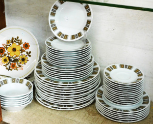 Lot 155 - Group lot of Retro China Dinnerware inc Ridgeway Harvest Gold Plates &