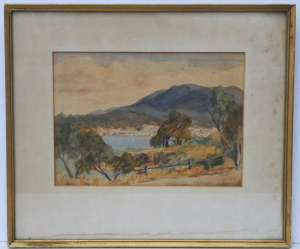 Lot 181 - Nell Gregson (Active c1930-40s) Framed Watercolour - View of Hobart -