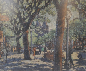 Lot 187 - Vintage Framed Will Eager (1909-) Screen Print 'Collins Street Melbour