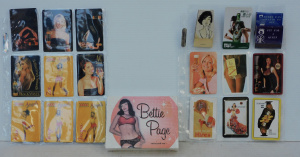 Lot 199 - Group lot Glamour Pinup girl items inc Advertising Swap Cards, Match
