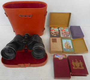 Lot 204 - Mixed lot incl Vintage Gerber Binoculars (10x50) in Leather Case, plus