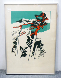 Lot 211 - Artist Unknown - Framed Modernist Latvian Colour screenprint - Priedis