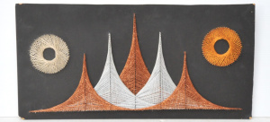 Lot 218 - Vintage c1970s String Picture - Spires - mounted on Chipboard - 30x60c