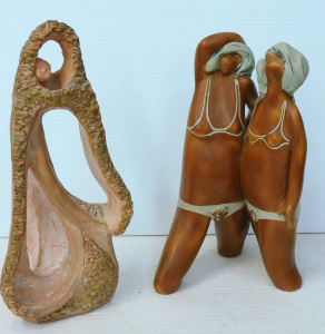 Lot 228 - 2 Modernist ceramic figures inc signed David Stewart 1974 the bathers