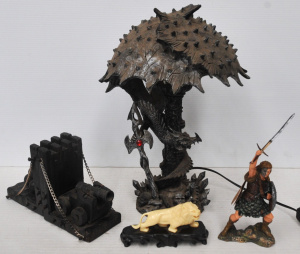 Lot 238 - Group Lot incl 1970s Wooden Cannon & Cannonball Bookends, William