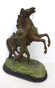 Lot 240 - Vintage French Spelter Marly Horse figure - The Horse Tamer (af) - ma