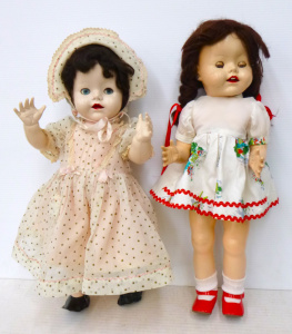 Lot 242 - 2 x 1950s Hard Plastic Dolls inc, Pedigree - jointed limbs, flirty eye
