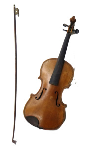 Lot 266 - Vintage Leopold Mitsching German made Violin & Bow - Oval mark to