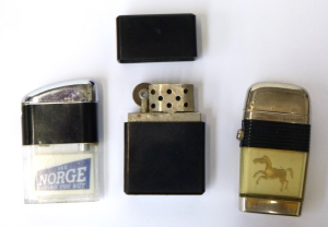 Lot 267 - Group Lot Vintage Advertising Cigarette Lighters - incl OMEGA Cased Li