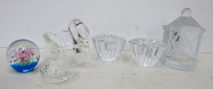 Lot 272 - Group lot of Clear Glass & Crystal inc, pair of Orrefors taper hol