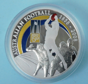 Lot 286 - 2008 Australian Football 150 Years 1oz 999% Silver Proof Coin by Perth