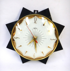 Lot 309 - Retro Smiths Brass & Black Wall Clock