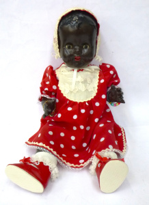 Lot 312 - Vintage Black Composition Doll - jointed limbs, sleep glass eyes, moul