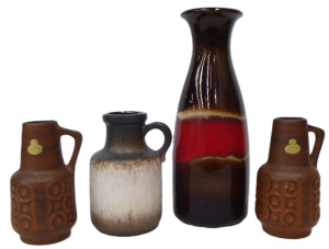 Lot 316 - Group lot of Vintage West German Pottery vases inc, 2 x Scheurich &