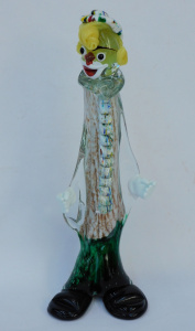 Lot 343 - Vintage Murano Glass Clown (af to bottom of front ruffle) 35cm H