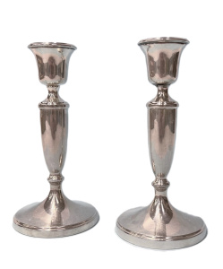 Lot 344 - Pair Sterling Silver Candlesticks - BHam 1962 - 15cms H - TW 335 grms