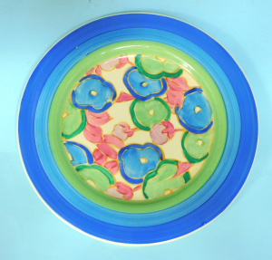 Lot 348 - c1936 Clarice Cliff Blue Chintz pattern - Stylised Water Lilies 17 5