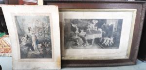 Lot 10 - 2 x vintage c1900's Classical Prints - large Framed 'Un Chant du Joie'