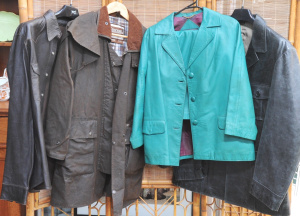 Lot 17 - 4 x Leather Jackets incl Green Leather Salamander Branded Jacket &