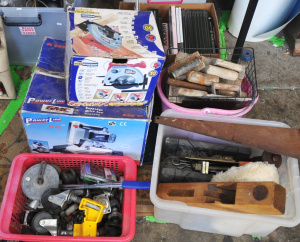 Lot 21 - Large Group Lot of Assorted Tools & Hardware incl Circular Saw, Mit
