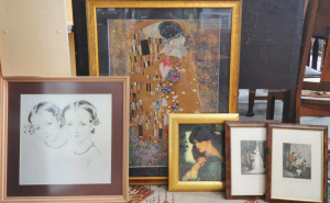 Lot 38 - Group lot - Framed Decorative Prints - large gilt framed Gustave Klimt