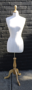 Lot 40 - Vintage Female Mannequin - fabric covered with wooden base