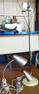 Lot 44 - Group Lot Retro Lamps - incl 2 x Adjustable Goose Neck Anodised Lamps &