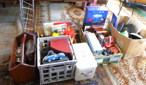 Lot 45 - Large group lot - assorted items inc, Burago Ford Cobra, wall clocks, r